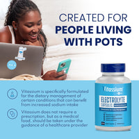 Thumbnail for Vitassium Electrolyte Capsules, Electrolytes for The Management of POTS and High Sodium Diets (500mg Sodium - 100mg Potassium), Unflavored, 100 Salt Pills (Size 0)
