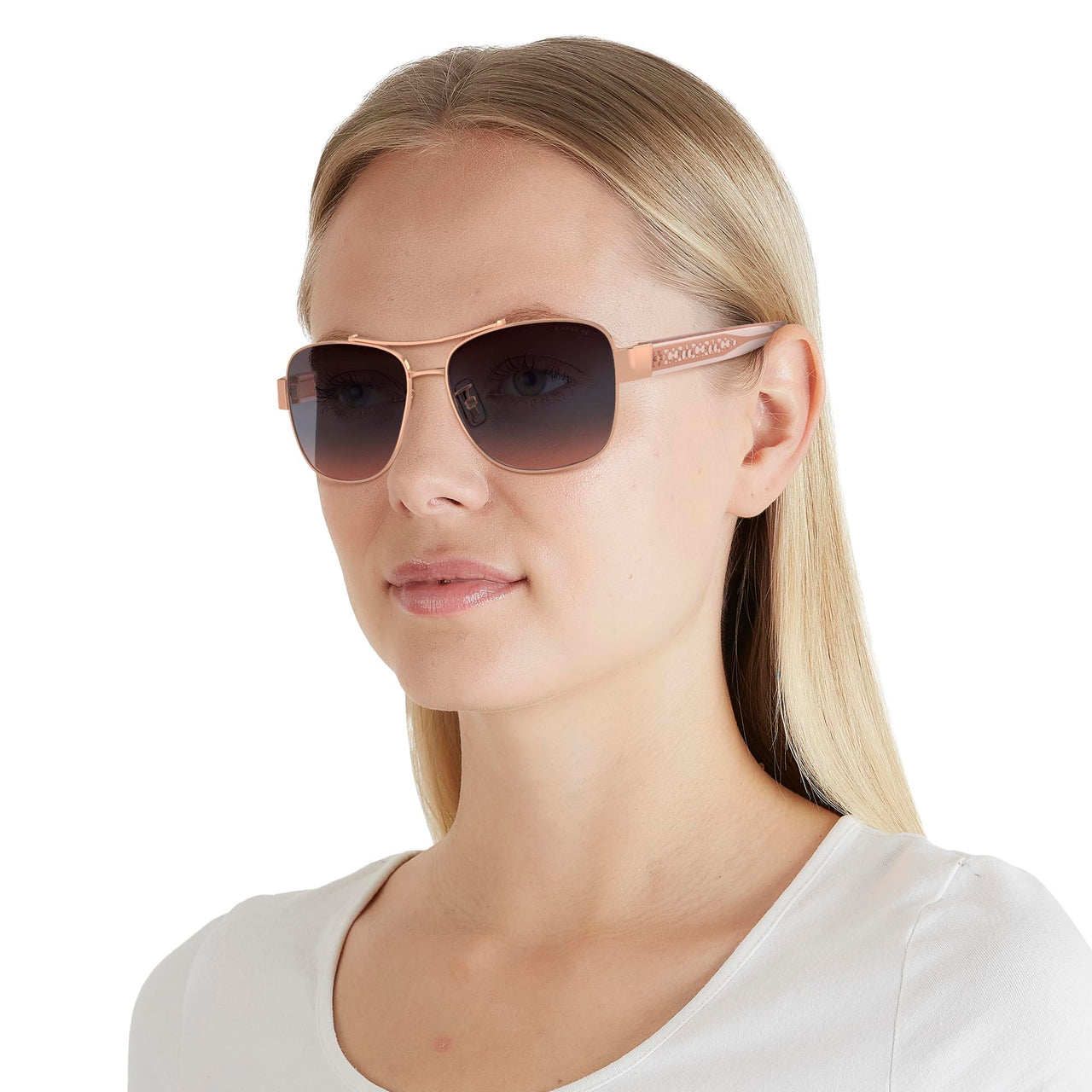 COACH Sunglasses HC 7161 93310J Shiny Rose Gold/Purple Blue Pink Gradient Poly