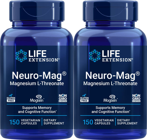 Life Extension Neuro-Mag 150 Vegetarian Capsules (Pack of 2), Magnesium L-Threonate, Magtein Supplement