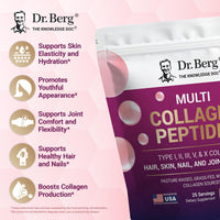 Thumbnail for Dr. Berg Multi Collagen Peptides Powder Types I, II, III, V, X - Unflavored Collagen Powder w/ 14 g of Protein - Grass-Fed, Pasture-Raised & Wild-Caught Collagen Sources - 25 Servings