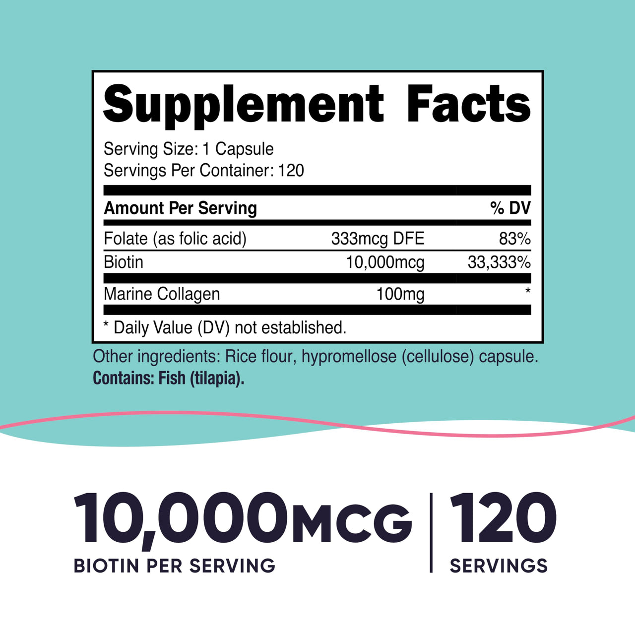 Nutricost Biotin for Women 10,000mcg 120 Capsules - with Folate & Collagen, Gluten Free & Non-GMO