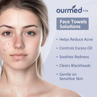 Thumbnail for Ourmed Life Face Towels, Disposable Biodegradable Clean Facial Towels for Sensitive Skin, Lint- free Face Cloths for Makeup Remover, Skincare and Women Cleaning, Dry Wipes,100 Count Dot Texture