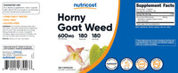 Thumbnail for Nutricost Horny Goat Weed Extract (Epimedium) - 180 Capsules, 180 Servings, 600mg Per Capsule