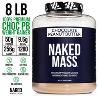 Thumbnail for NAKED Chocolate Peanut Butter Mass Protein 8LB - EAAs (50 Servings) - BCAAs (100 Servings) – Bulk; Vegan; Non-GMO; Gluten Free; Soy Free