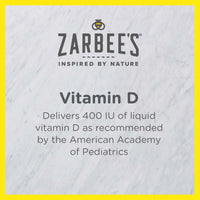 Thumbnail for Zarbee's Vitamin D Drops for Infants, 400IU (10mcg) Baby & Toddler Liquid Supplement, Newborn & Up, Dropper Syringe Included, 0.47 Fl Oz