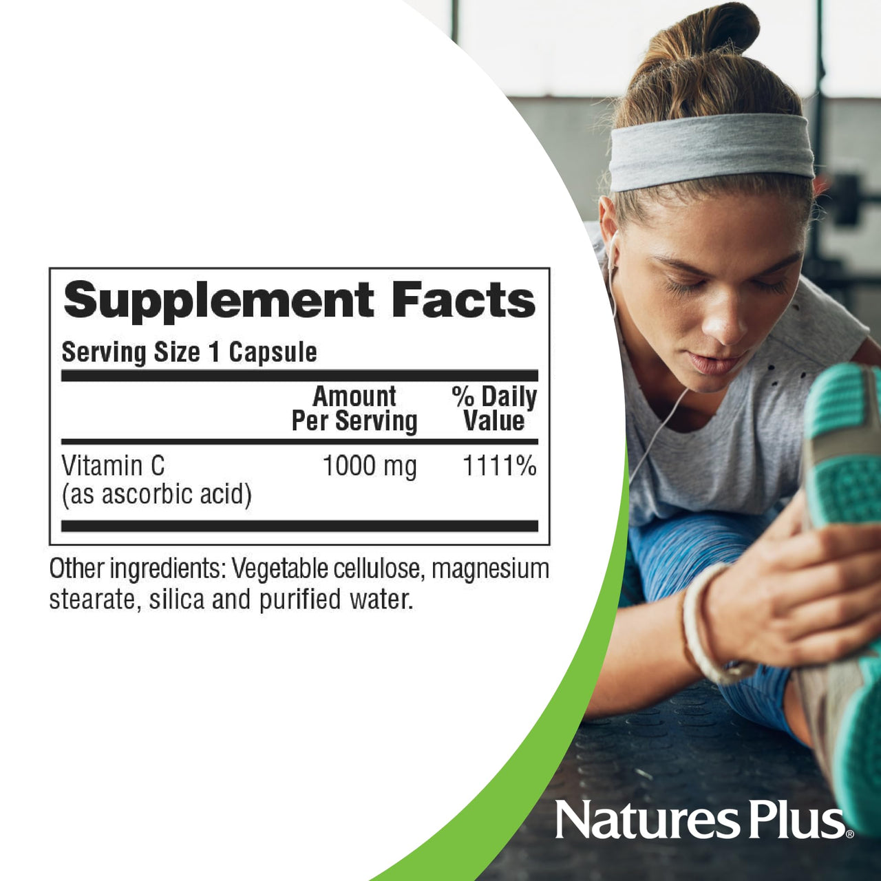NaturesPlus Vitamin C 1000 mg - 90 Capsules - Supports Immune Health, Energy & Antioxidant Protection - Vegetarian, Gluten Free - 90 Servings