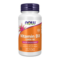 Thumbnail for NOW Foods Supplements, Vitamin D-3 1,000 IU, High Potency, Structural Support*, 360 Softgels