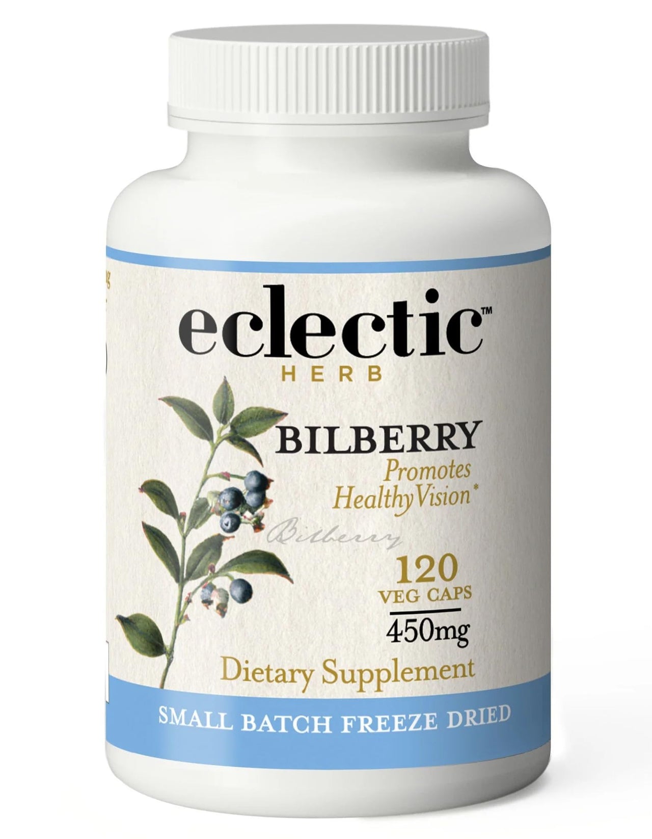 Eclectic Herb - Bilberry Capsules | Vision Health, Cardiovascular Support & Circulation | Superfood Vitamin & Mineral Supplement | Raw, Freeze Dried, Vegan, Non-GMO, Gluten Free (120 CT | 450 mg)