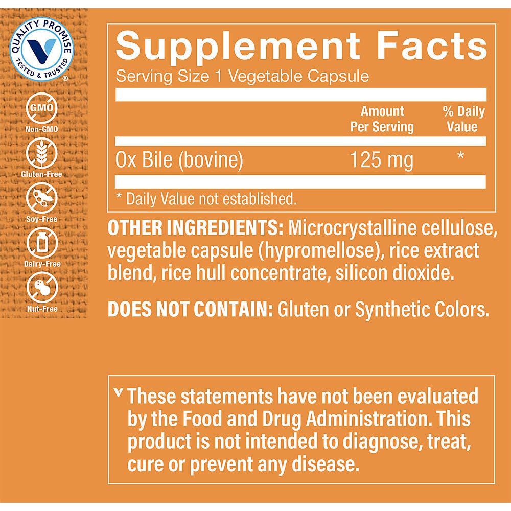 The Vitamin Shoppe Bile (Bovine) Supports Digestion Healthy Fat (100 Capsules)