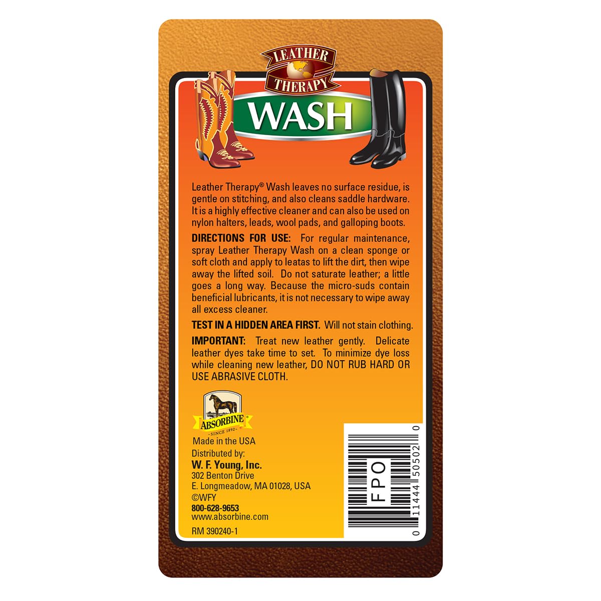 Leather Therapy Wash, Premium Cleaner & Moisturizer for Natural and Synthetic Leather, 16oz