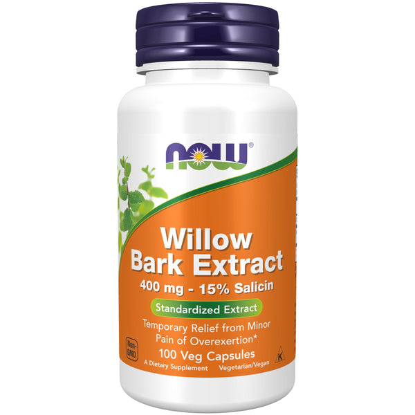 Image 1 of NOW Foods Supplements, White Willow Bark 400 mg with 15% Salicin, Standardized Extract, 100 Veg Capsules