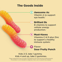 Thumbnail for OLLY Kids Multivitamin Gummy Worms, Overall Health and Immune Support, Vitamins and Minerals A, C, D, E, Bs and Zinc, Chewable Supplement, Sour Fruit Punch, 45 Day Supply (70 Count)