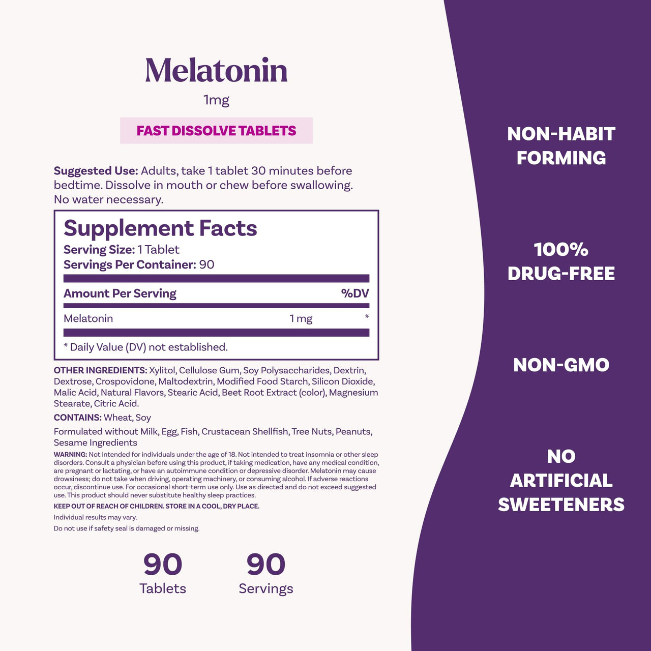 Natrol Fast Dissolve Melatonin 1 mg, Sleep Support for Adults