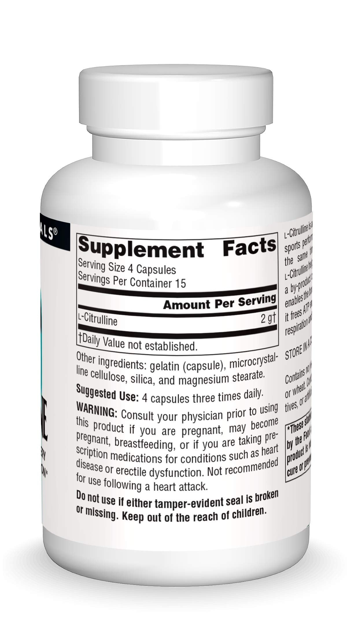 Source Naturals L-Citrulline - Supports Exercise Recovery, Energy and Detoxification*, 500 mg - 60 Capsules