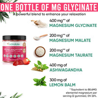 Thumbnail for Adndale 90 CT Magnesium Glycinate 400 mg Gummies with Ashwagandha, Magnesium Malate & Taurate, Sugar Free Magnesium Gummies for Adults & Kids.