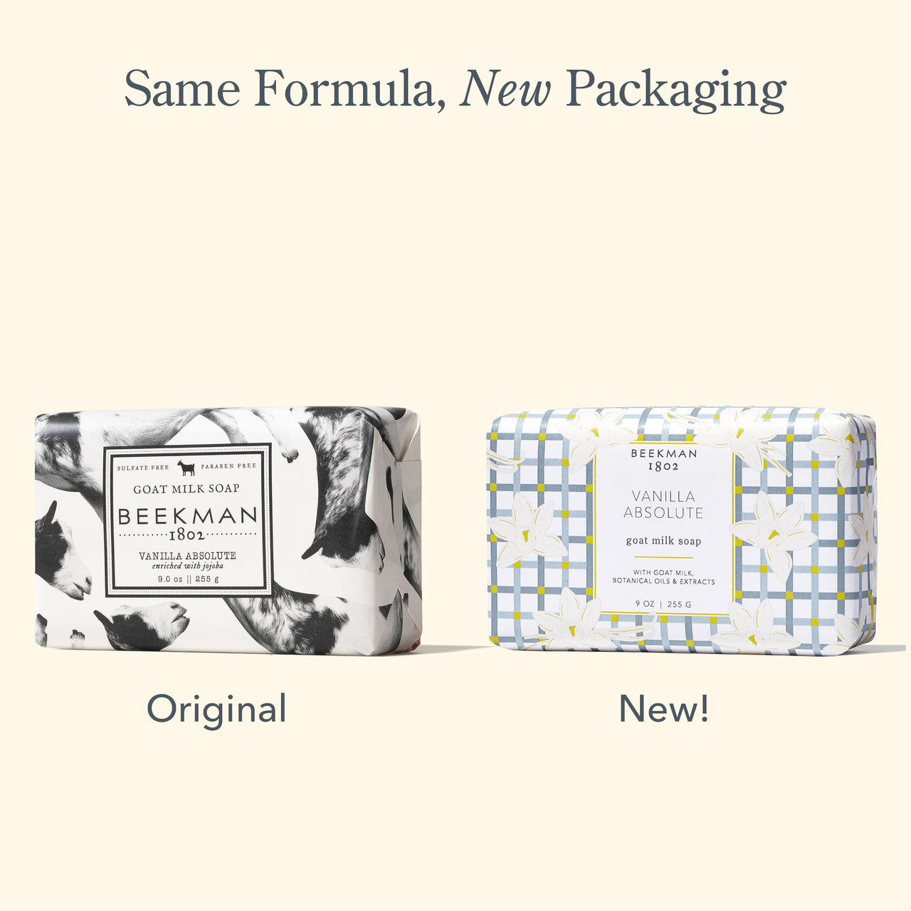 Beekman 1802 Goat Milk Body Soap Bar, Vanilla Absolute - Scented - 9 oz - Nourishes, Moisturizes & Hydrates - 100% Vegetable Soap with Lactic Acid - Good for Sensitive Skin - Cruelty Free