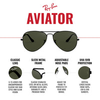 Thumbnail for Ray-Ban RB3025 Classic Aviator Sunglasses, Gold/Clear Gradient Brown, 58 mm