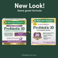 Thumbnail for Nature's Bounty Probiotic 10 Daily Probiotic Supplement for Digestive, Immune, and Upper Respiratory Support, Ultra Strength, 30 Capsules 1 Pack