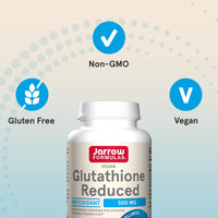 Thumbnail for Jarrow Formulas Glutathione Reduced 500 mg - 120 Veggie Capsules - Intracellular Antioxidant - Quality Glutathione Supplements - Supports Recycling of Vitamins C & E - Non-GMO - Gluten Free - Vegan