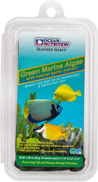 Thumbnail for Ocean Nutrition Seaweed Select Green Marine Algae - Nutritious Fish Food for Herbivorous Marine Fish, Live Fish & Invertebrates - Natural Seaweed Sheets with Garlic Extract - 10 Sheets, 1 oz (30g)