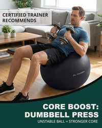 Thumbnail for Trideer Yoga Ball for Exercise, Pregnancy & Birthing, 5 Sizes Exercise Ball for Physical Therapy, Stability, Fitness, Quick Pump Included