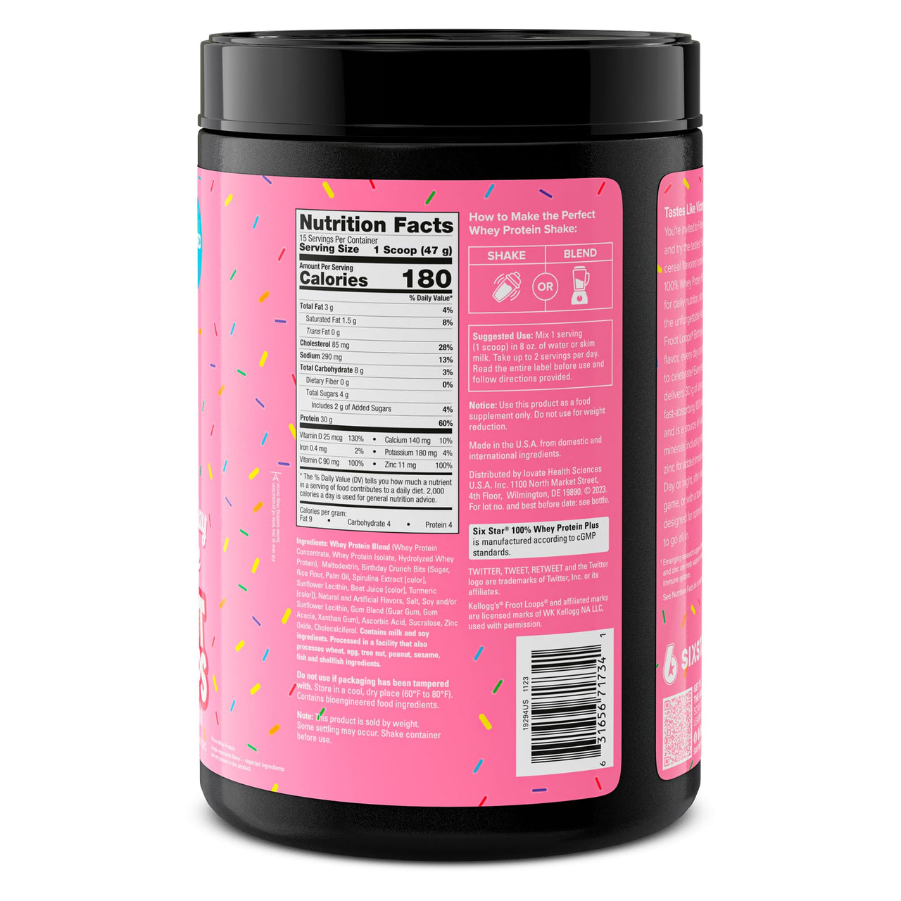 Six Star Whey Protein Powder Plus | Muscle Building & Recovery Plus Immune Support | Muscle Builder for Men & Women | Kellogg’s Froot Loops Birthday Cake Flavor | 1.5lb