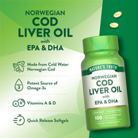 Thumbnail for Nature's Truth Norwegian Cod Liver Oil | 100 Softgels | with EPA & DHA | Non-GMO & Gluten Free Supplement