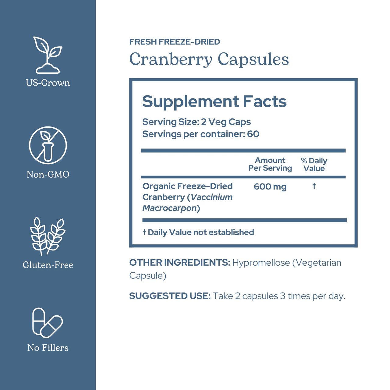 Eclectic Herb - Premium Freeze Dried Cranberry Capsules | Urinary Tract Support | Cranberry Supplement for Urinary Tract Health | US-Grown, Organic, Non-GMO, Gluten Free, Vegan (120 CT | 300 mg)