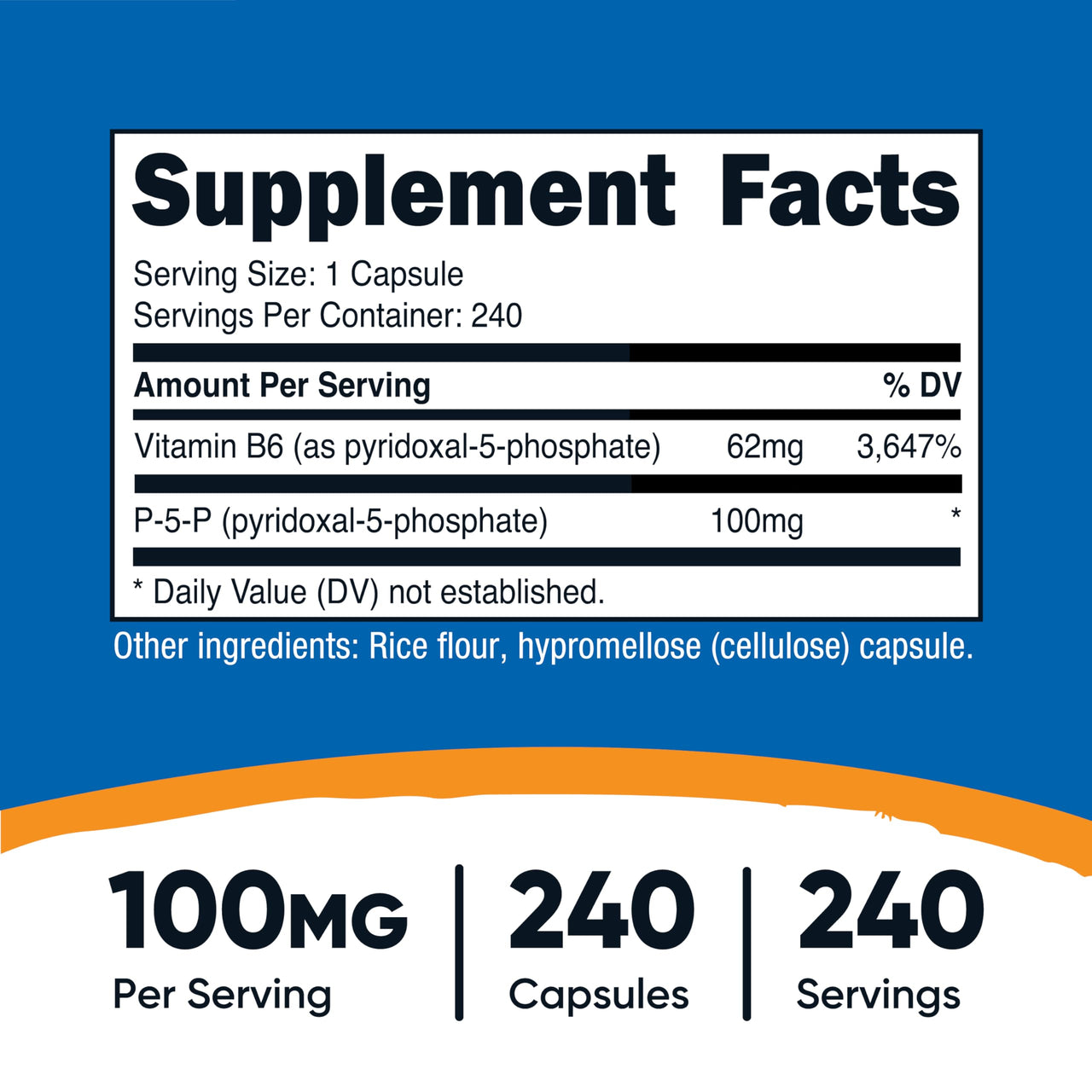 Nutricost P5P Vitamin B6 Supplement 100mg, 240 Capsules (Pyridoxal-5-Phosphate) - Vegetarian Friendly, Non-GMO, Gluten Free
