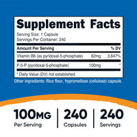 Thumbnail for Nutricost P5P Vitamin B6 Supplement 100mg, 240 Capsules (Pyridoxal-5-Phosphate) - Vegetarian Friendly, Non-GMO, Gluten Free