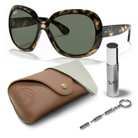 Thumbnail for Ray-Ban RB4098 JACKIE OHH II Butterfly Shaped Non-Polarized Sunglasses for Women – Includes Official RAYBAN Eyewear Kit – Ideal Formal & Casual Wear Sunglasses – Green Classic Lens