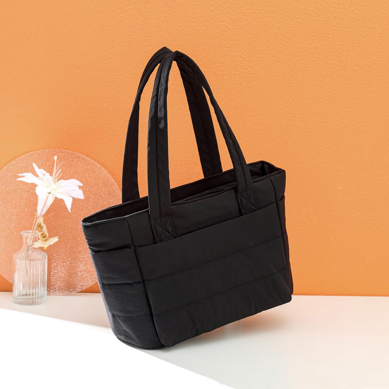 Covelin Lightweight Puffy Tote Bag for Women - Spacious, Versatile, and Practical Everyday Carry-All Black