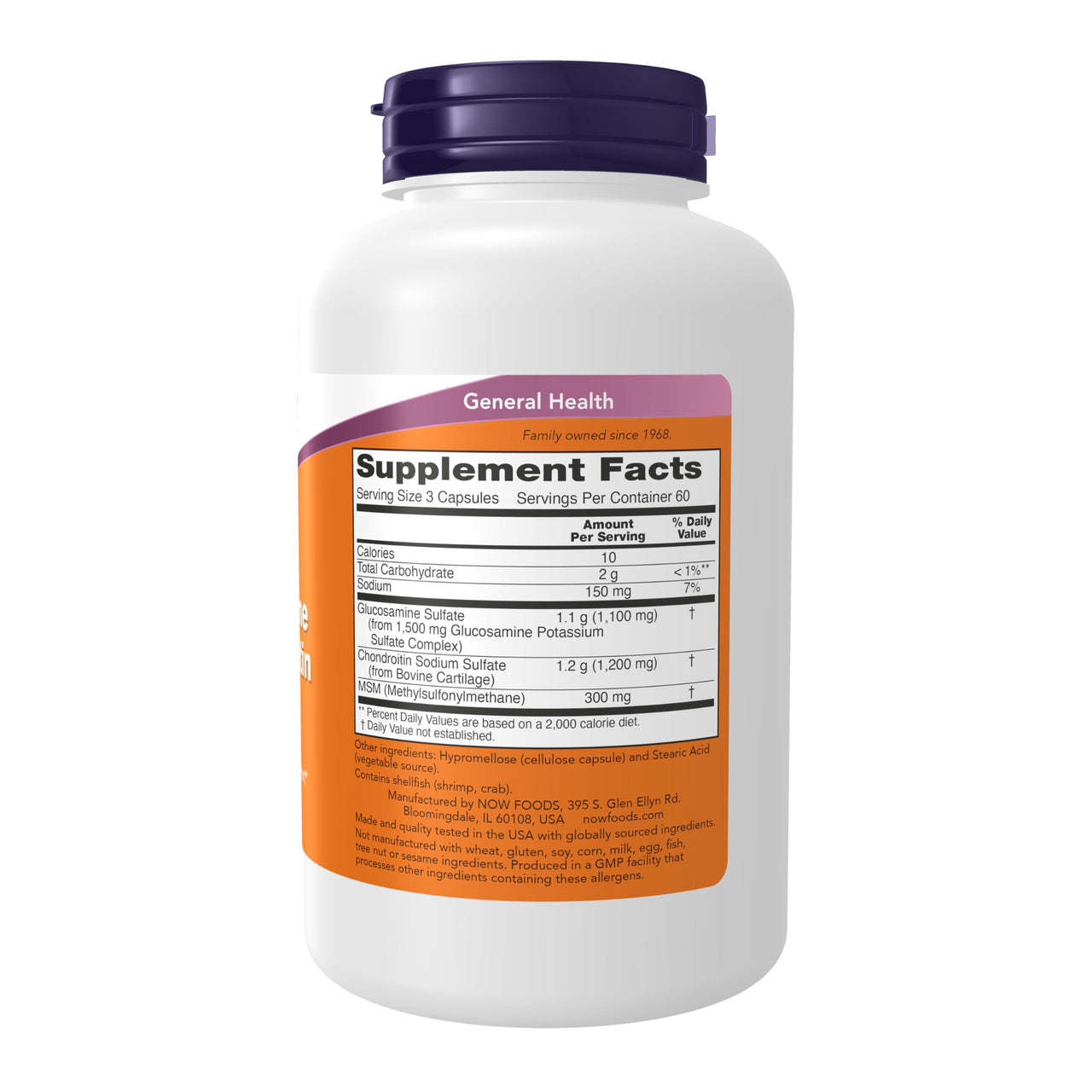 NOW Foods Supplements, Glucosamine & Chondroitin with MSM, Joint Health, Mobility and Comfort*, 180 Veg Capsules