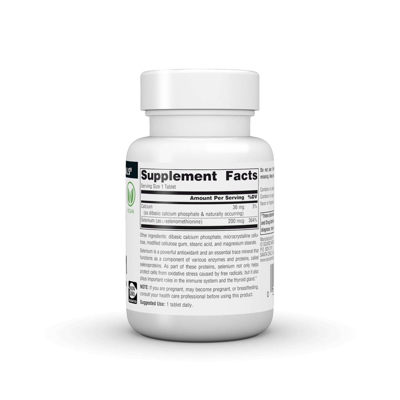 Source Naturals Yeast Free Selenium, from l-Selenomethionine, Non-GMO Validated, 200 mcg - 120 Vegan Tablets