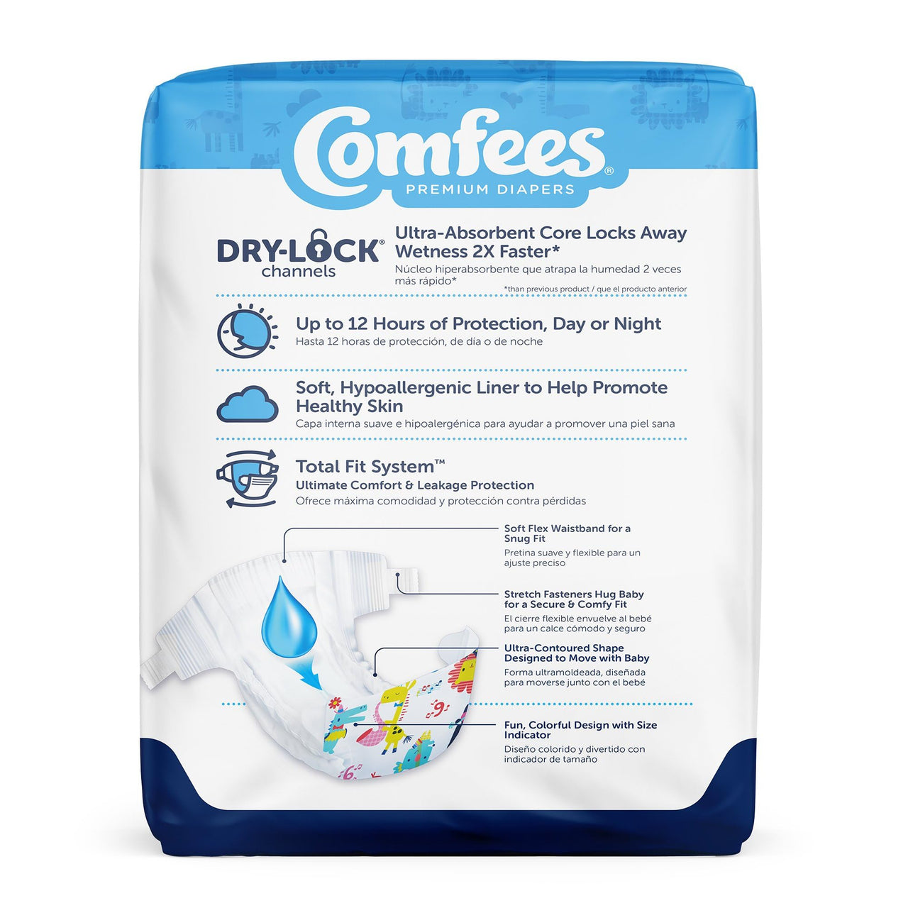 Comfees Premium Baby Diapers with Total Fit System for Boys & Girls, Size 6, 92Count