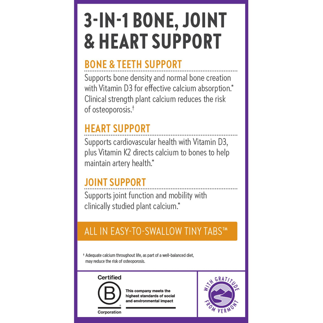 New Chapter Calcium Supplement - Bone Strength Tiny Tabs Plant-Based USDA Organic Calcium with Magnesium, Vitamin D3+K2, for Bone Health & Joint Mobility, Heart Support, 905 mg dose - 120 Tiny Tabs