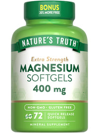 Thumbnail for Nature's Truth Magnesium | 400mg | 72 Softgels | Value Size | Extra Strength | from Magnesium Oxide | Non-GMO and Gluten Free Supplement