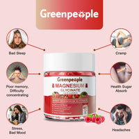 Thumbnail for GREENPEOPLE Magnesium Glycinate Gummies 400mg - Sugar Free Magnesium Supplement with Magnesio Citrate, Vitamin D, and B6 for Calm Support & Sleep for Adults - High Absorption - Raspberry Gummies