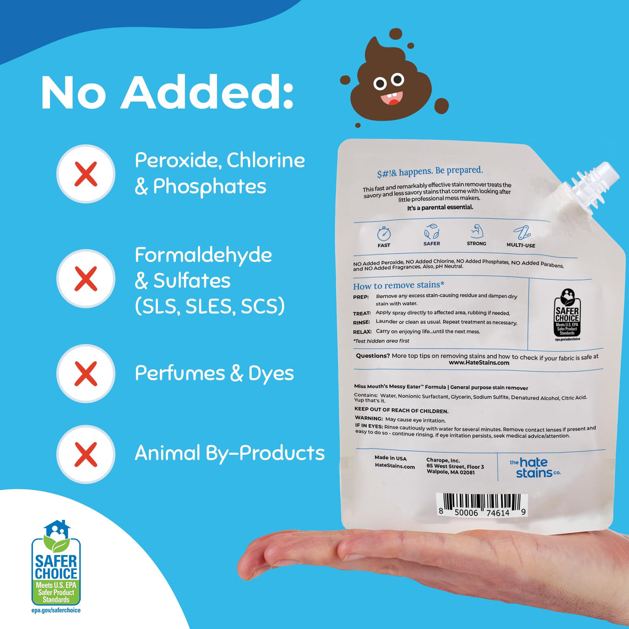 Miss Mouth’s Messy Eater Stain Treater Refill Ready Kit - 2 Pack Stain Remover Spray and 16oz Refill Pouch - Newborn & Baby Essentials - Food, Grease, Coffee Off Laundry, Underwear, Fabric