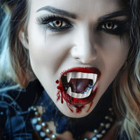 Thumbnail for BOBISUKA Halloween Vampire Makeup Kit with White Face & Body Paint, Fake Blood, Black and Red Face Paint Crayon and Fake Teeth SFX Makeup Set for Zombie Wounds Clown Cosplay Special Effects Makeup