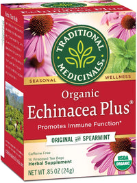 Thumbnail for Traditional Medicinals Organic Echinacea Plus Seasonal Tea (Pack of 1), Promotes Immune Function, 16 Tea Bags