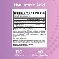 Thumbnail for Jarrow Formulas Hyaluronic Acid 120 mg, Dietary Supplement, Skin Health Support, 60 Veggie Capsules, Up to 30 Day Supply