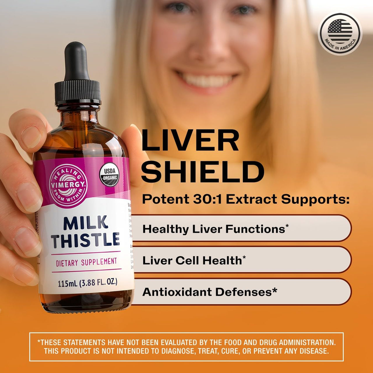 Vimergy Milk Thistle – Supports Liver Function* 57 2mL (2 Droppers or 44-48 Drops) Servings (110mg Extract Per Serving) – for Healthy Digestion* – USDA Certified Organic, Vegan, Gluten-Free – 115 mL