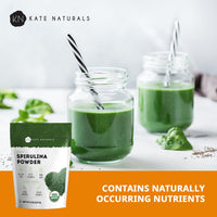 Thumbnail for Kate Naturals Organic Spirulina Powder for Immune Support and Antioxidants. Nutrient Dense Superfood Supplement (8 oz, USDA Certified, Non-GMO, Gluten- Free)