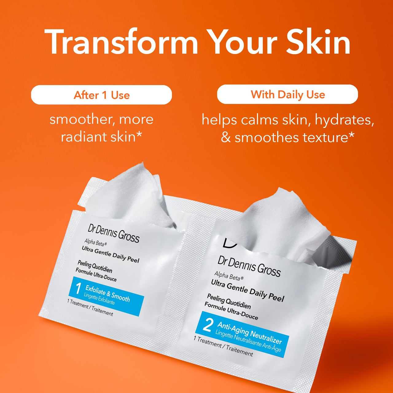 Dr. Dennis Gross Alpha Beta Ultra Gentle Daily Peel: for Dehydrated or Sensitive Skin, Uneven Tone or Texture, Fine Lines or Enlarged Pores (5 Treatments)