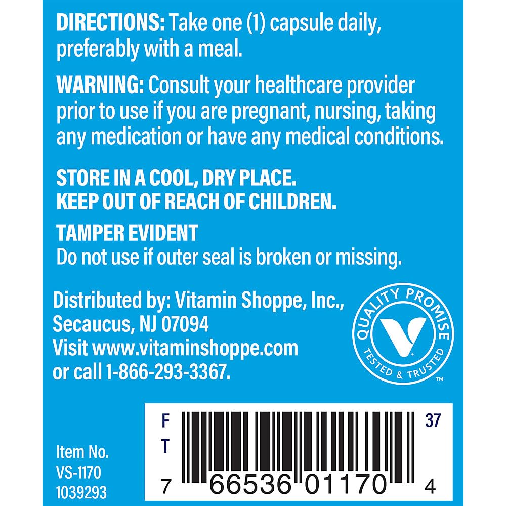 The Vitamin Shoppe Vitamin B12 500MCG - Energy Production, Nervous System & Red Blood Cell Support, Daily B Vitamin (100 Capsules)