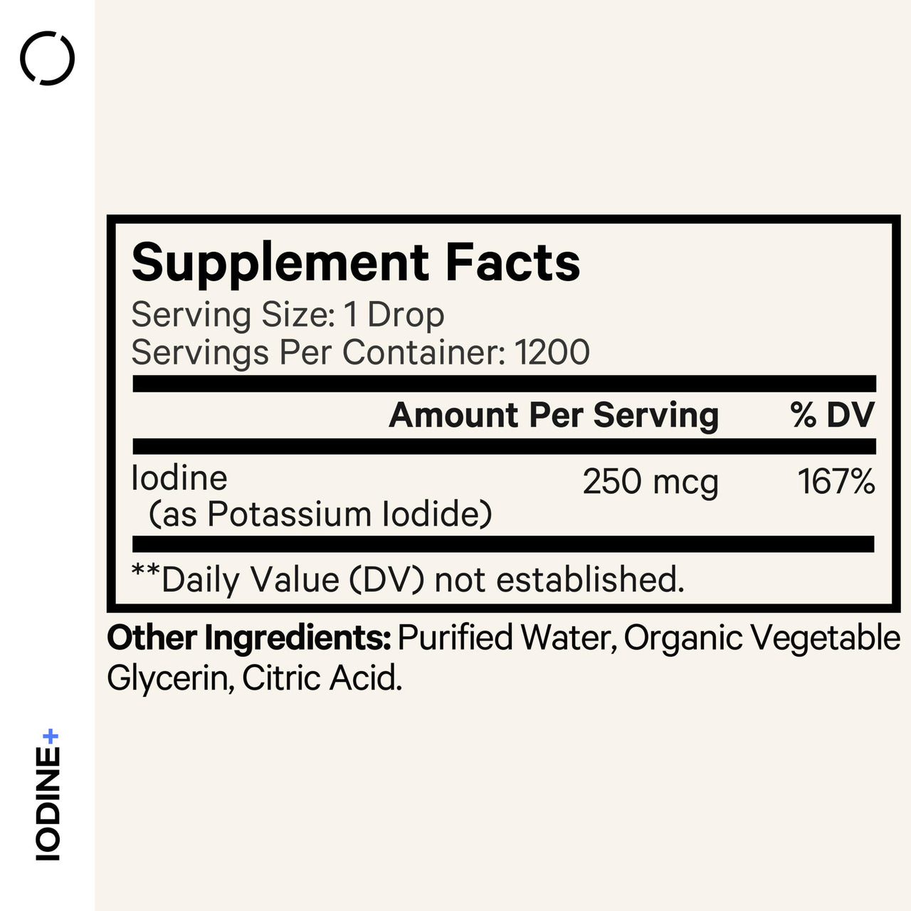 Codeage USDA Certified Organic Iodine Drops - 250 Mcg Per Serving - 1+ Year Supply - Liquid Iodide Supplement - Pure, Clear Iodine - Vegan Potassium Iodine Liquid Drop - 2 fl oz