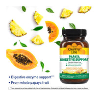 Thumbnail for Country Life, Papaya Digestive Support, Daily Enzymes to Promote Digestive Health and Nutrient Absorption, 200