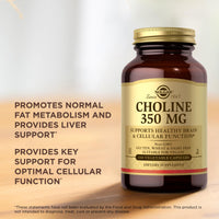 Thumbnail for Solgar Choline 350 mg - 100 Vegetable Capsules, Pack of 2 - Non-GMO, Vegan, Kosher - 200 Total Servings