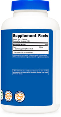 Thumbnail for Nutricost Rutin 500mg, 180 Capsules - Gluten Free, Non-GMO, and Vegetarian Friendly